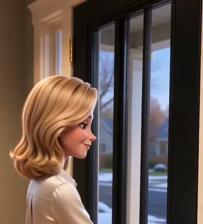 Mom opens the door with no makeup, just her skin
