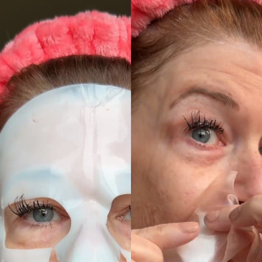 The same mask: white when it goes on, clear when it comes off
