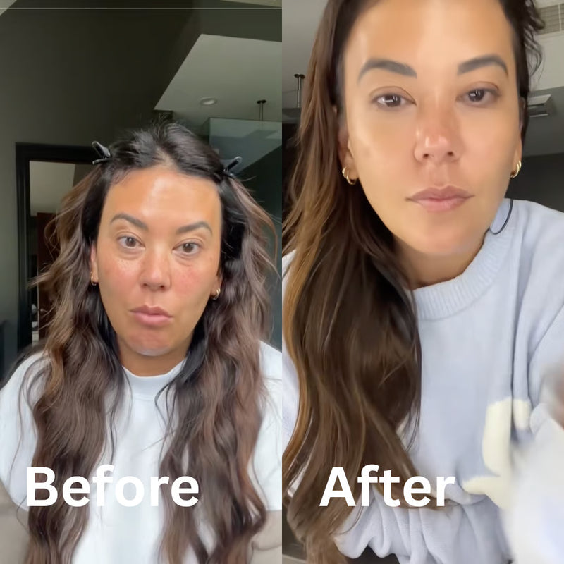 Before/after showing vitality transformation - flat, lifeless to bouncy, radiant