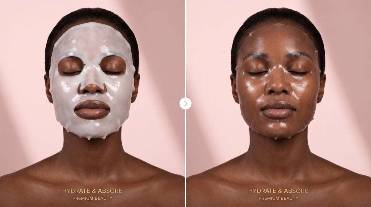 The mask shown white and opaque on the left, then completely transparent on the right after it absorbs