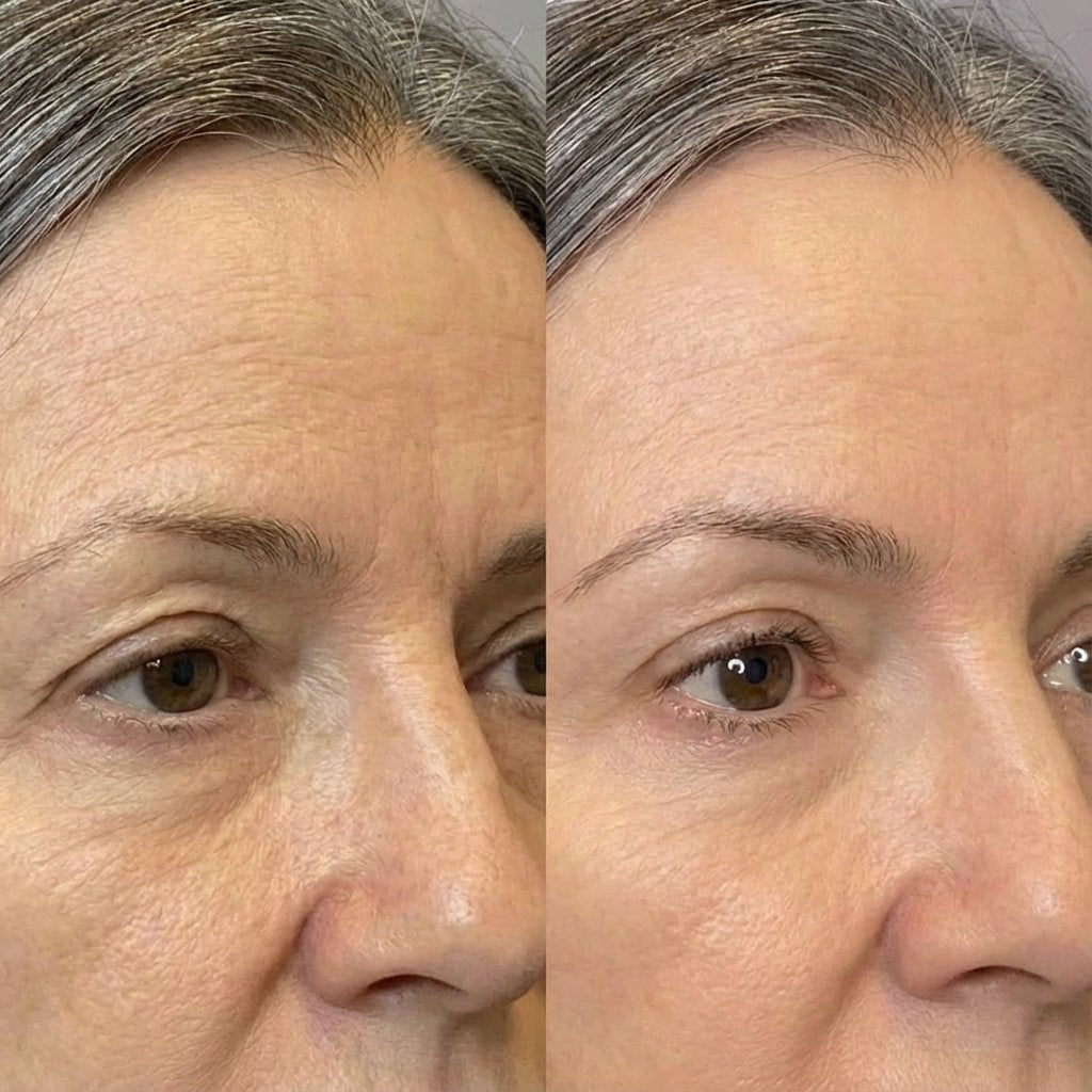 Eye area before and after